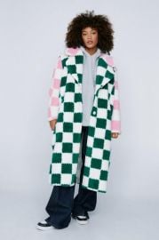 Motocross Checkerboard Borg Fur Coat at Nasty Gal